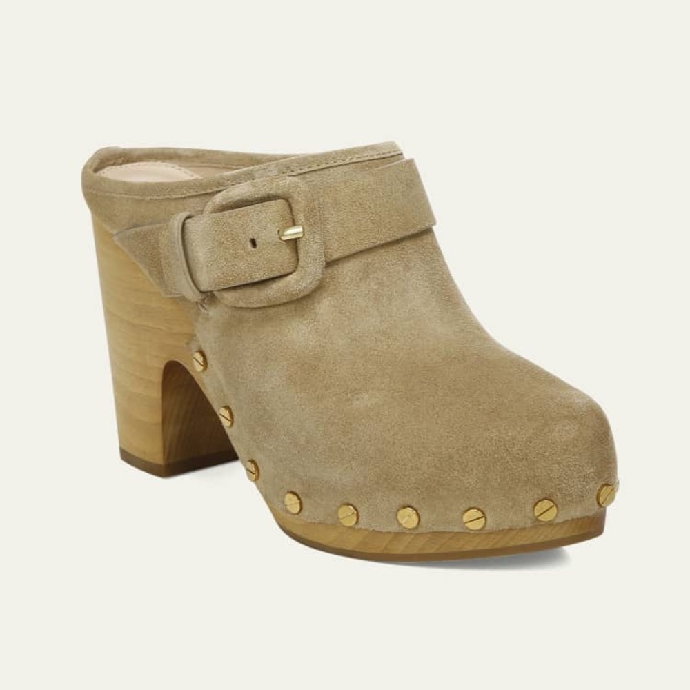 Veronica Beard Dacey Buckle Suede Clogs | Size 8M